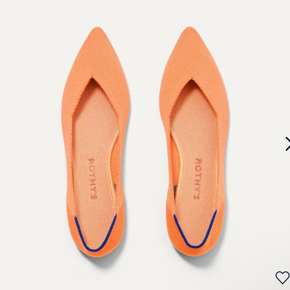 never before worn rothy’s point in tangerine size 7.5 women’s